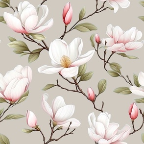 Magnolia Grace - Pink/Warm Gray - Wallpaper - New for 2023
