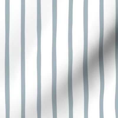 Pencil Hand Drawn Stripe in Light Sea Blue on White