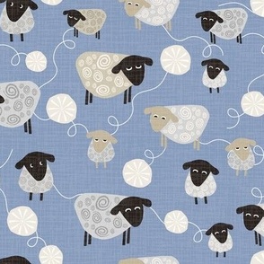 Medium Scale Fun Sheep & Wool on Pale Blue