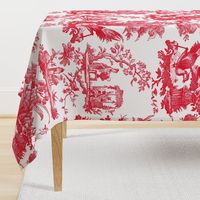 Chinoiserie Toile ~ Red on White  