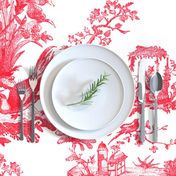 Chinoiserie Toile ~ Red on White  