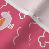 Medium coastal seagulls in pink and orange for girls swimwear and beach accessories