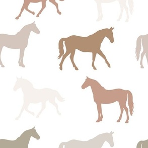 horses: slipper, summer sage, suede, cotton, morganite, moon shadow