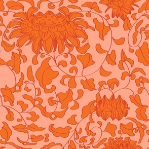 Chinoiserie Vines in French Orange