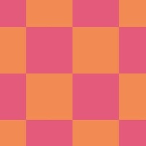 medium checker in bring pink and orange for girls summer swimwear and coastal accessories