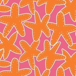 Medium Starfish in bright pink and orange for summer coastal girls clothing and swimwear