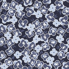 Medium hydrangea in neutral navy, blue and white, gender neutral coastal floral for girls dresses