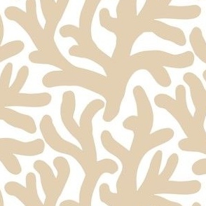 medium coral in sandy taupe, neutral pattern for kids and baby, transseasonal coastal beach print