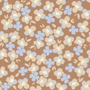 Medium hydrangea in neutral blue and brown, gender neutral coastal floral for girls dresses