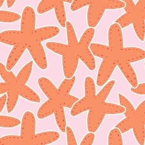 Medium Starfish in bright pink and orange for summer coastal girls clothing and swimwear