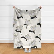 Tossed floral Massive jumbo Extra Large_Black and White_hufton studio_Floral wallpaper