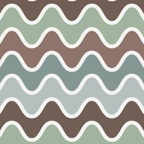 Sage/Brown Groovy Wavy Zig Zags: Large  (Coffee Collection)