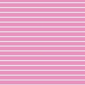 Tiny pink and white summer coastal stripe, horizontal  white stripe on dark pink for beach and swimwear