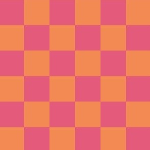 Small  checker in bring pink and orange for girls summer swimwear and coastal accessories