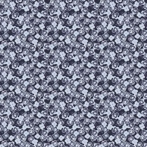 Tiny hydrangea in neutral navy, blue and white, gender neutral coastal floral for girls dresses