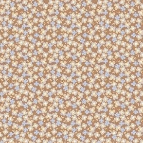 Tiny hydrangea in neutral blue and brown, gender neutral coastal floral for girls dresses
