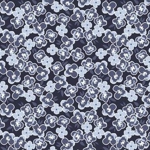 Small hydrangea in neutral navy, blue and white, gender neutral coastal floral for girls dresses