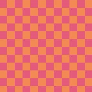 Tiny  checker in bring pink and orange for girls summer swimwear and coastal accessories