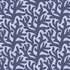 Small  coral in blue, neutral pattern for kids and baby, trans seasonal coastal beach print