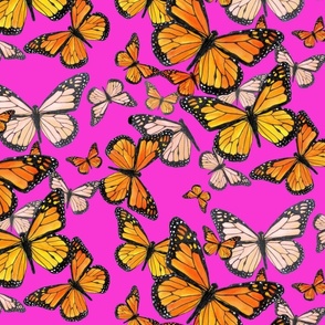 medium- Monarch Migration-Fuchsia bkgrd