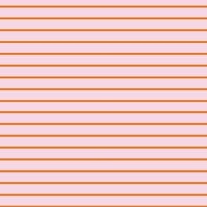 Tiny pink and orange summer coastal stripe, horizontal  tangerine stripe on light pink for swimwear