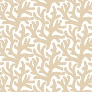 Small coral in sandy taupe, neutral pattern for kids and baby, trans seasonal coastal beach print