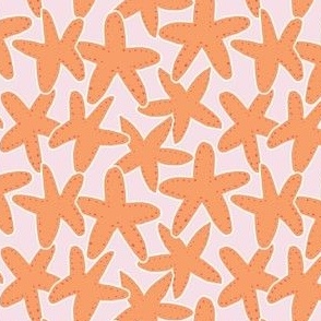  Small Starfish in bright pink and orange for summer coastal girls clothing and swimwear