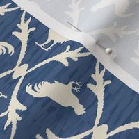 Multidirectional French Country Roosters, Chambray