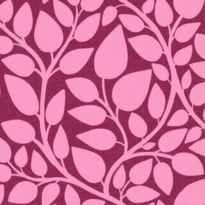 Trailing Leaves in Rose Wine and Pink (large 9”)