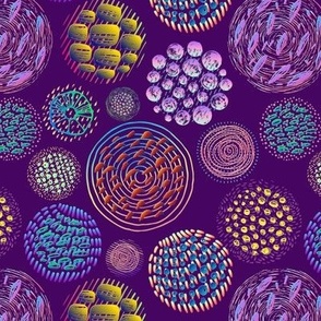 Many Textured Circles on purple