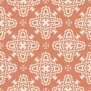 Boho Aztec Geometric Vivid Peach and Muted White