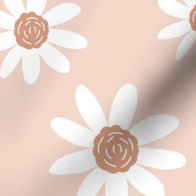 Jumbo Scale // Simple Minimalist Boho Daisies on Blush Rose Quartz Pink