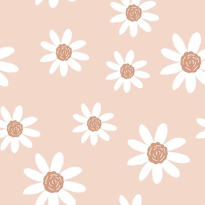 Jumbo Scale // Simple Minimalist Boho Daisies on Blush Rose Quartz Pink