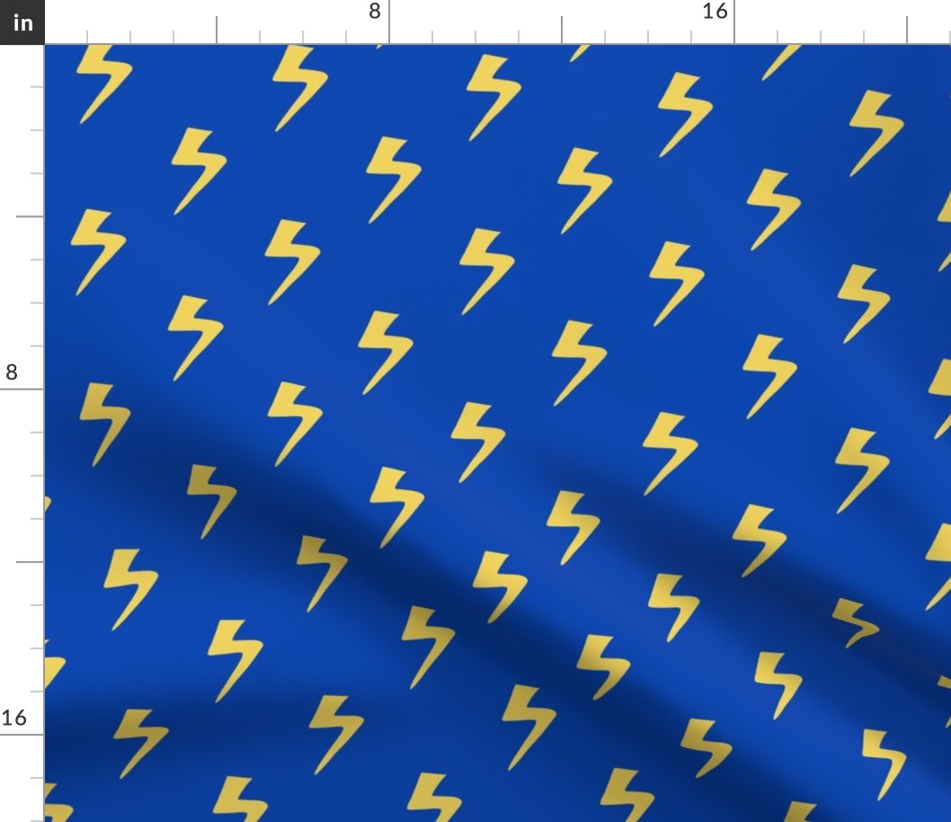 Thunderbolts in Illustrated Yellow on Bright Blue Background