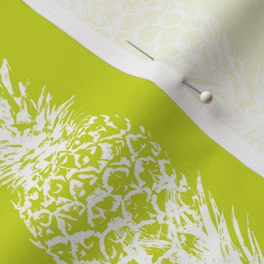 medium tropical pineapple stripes toile de jouy- neon lime green