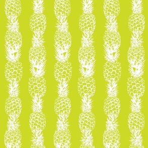 medium tropical pineapple stripes toile de jouy- neon lime green