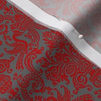 1910 Vintage Damask - Ohio State colors - Scarlet on Gray