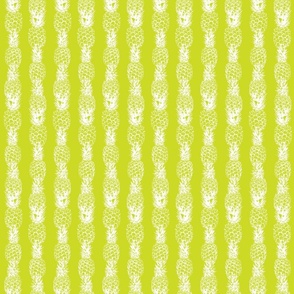 small tropical pineapple pinstripes toile de jouy- neon lime green