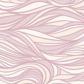 Pink ocean waves. Abstract  swirls. Sea coastal kids room decor. Natural nautical beige stripes.