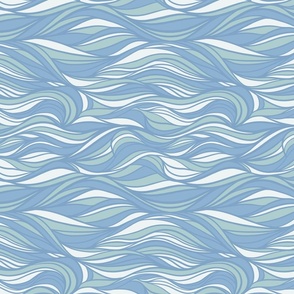 Blue sea waves. Kids room décor Coastal abstract swirls. Ocean.