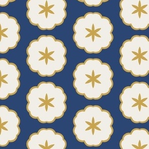 Geometric Shape Sand Dollars in Prussian Blue and Gold