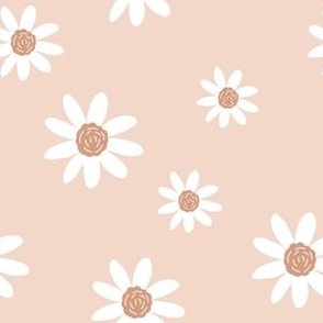 Medium Scale // Simple Minimalist Boho Daisies on Blush Rose Quartz Pink