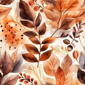 WATERCOLOR AUTUMN FOLIAGES 3 FLWRHT