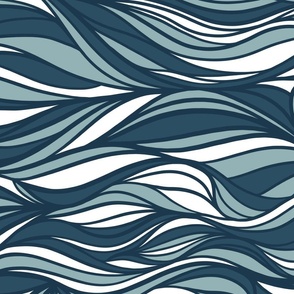 Blue sea waves Ocean Abstract coastal swirls Nautical beach house.
