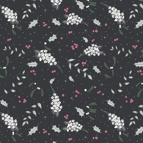 Small // Tiny -  Tossed Winter Floral - Charcoal