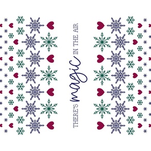Fairisle Snowflakes Festive Christmas Illustrated Quote Tea Towel – There’s Magic in the Air