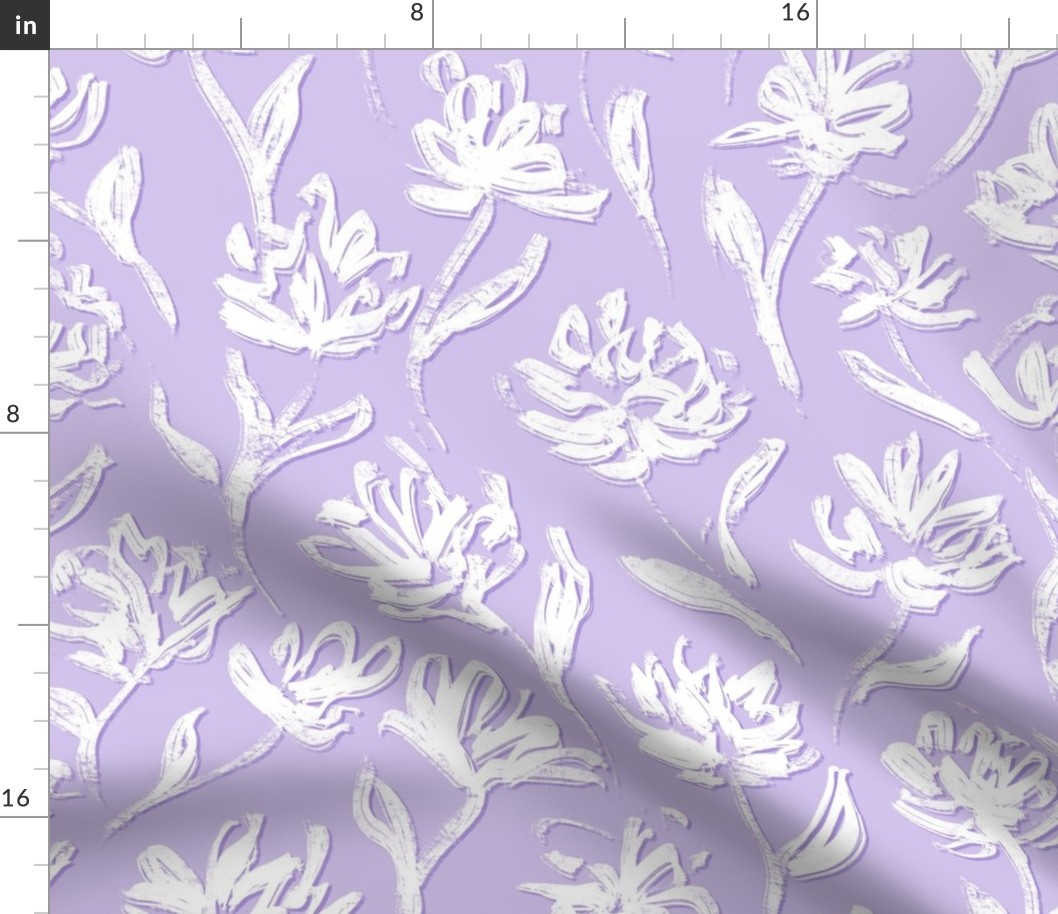 Elegant simple white flowers with lilac background (medium size version)