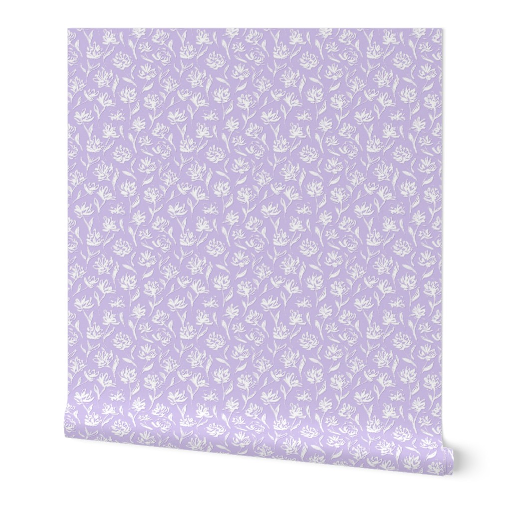 Elegant simple white flowers with lilac background (small size version)