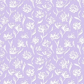 Elegant simple white flowers with lilac background (small size version)