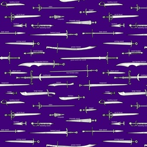 Medieval Swords and Daggers on Purple